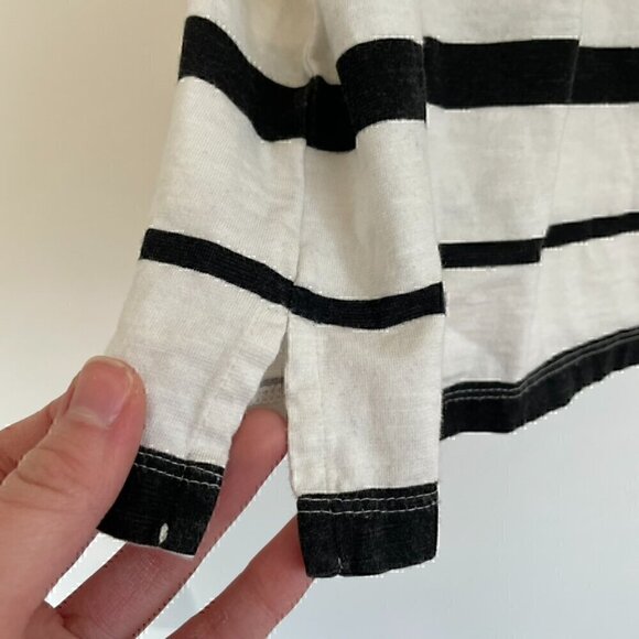 COLDWATER CREEK White Black Striped Brown Floral Mixed Print 3/4 Sleeve Tee Top - Picture 5 of 13